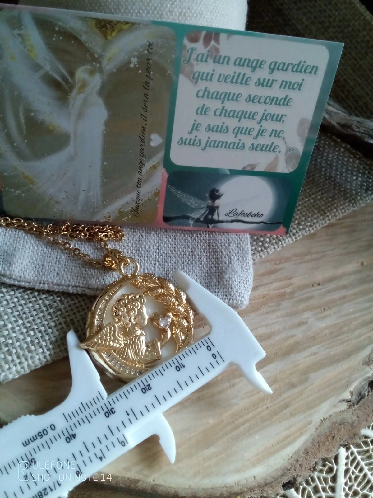 Collier pendentif ange nacré + carte – photo 4